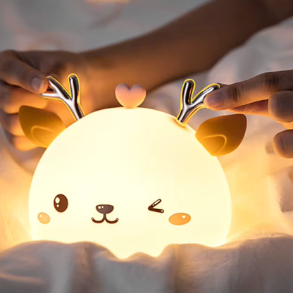 Reindeer-shaped night light offering soft illumination for cozy nights, available at Blissfulglow