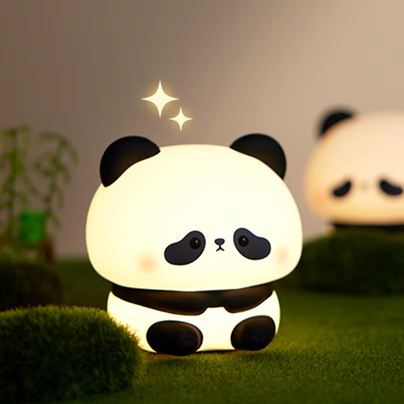 Panda night light for kids' bedroom decor, creating a cozy atmosphere with an adorable design. Available at BlissfulGlow.