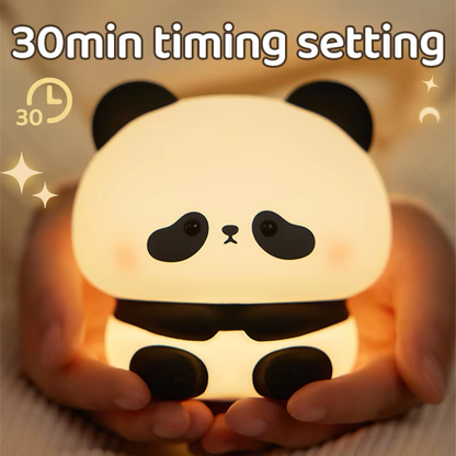 BlissfulGlow Panda Night Light with 30-minute timer, offering a cozy and calming glow for kids' bedtime routines, available at BlissfulGlow.