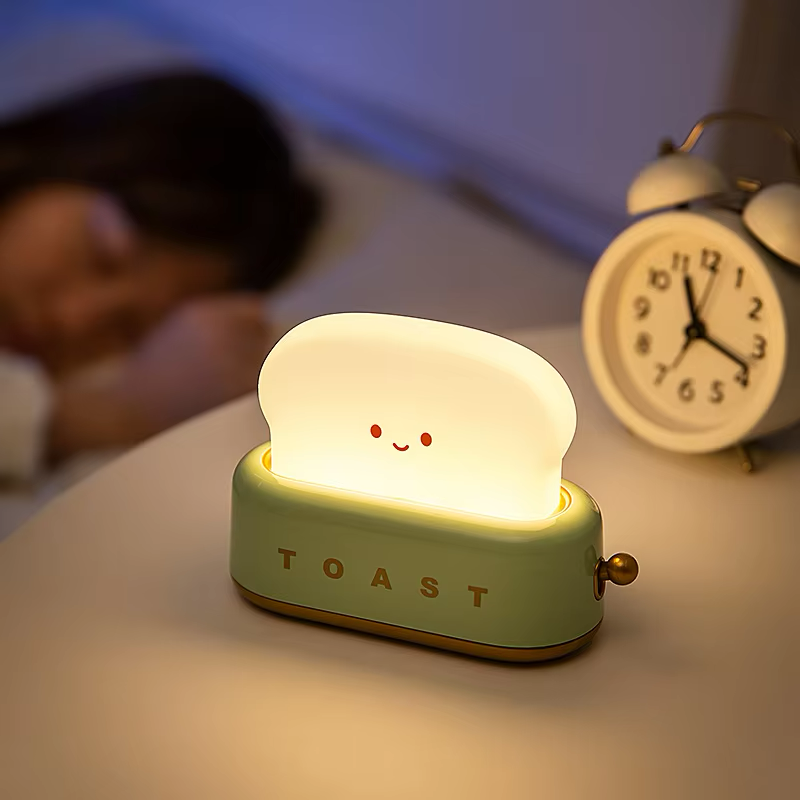 Vibrant green toast night light, a refreshing option to brighten your space. Available at BlissfulGlow.